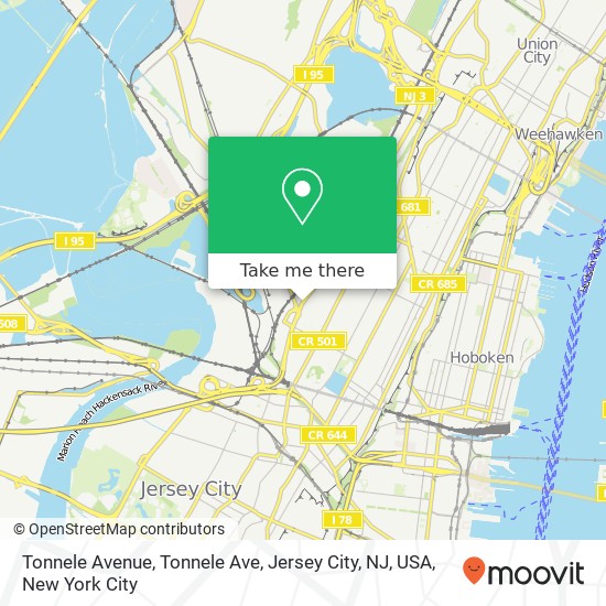 Tonnele Avenue, Tonnele Ave, Jersey City, NJ, USA map