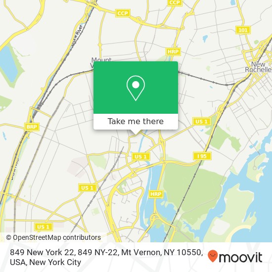 849 New York 22, 849 NY-22, Mt Vernon, NY 10550, USA map