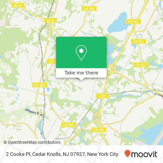 Mapa de 2 Cooke Pl, Cedar Knolls, NJ 07927
