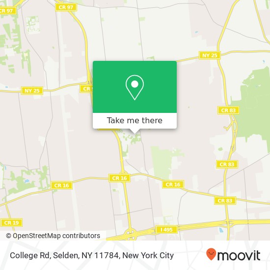 Mapa de College Rd, Selden, NY 11784