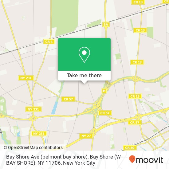 Mapa de Bay Shore Ave (belmont bay shore), Bay Shore (W BAY SHORE), NY 11706