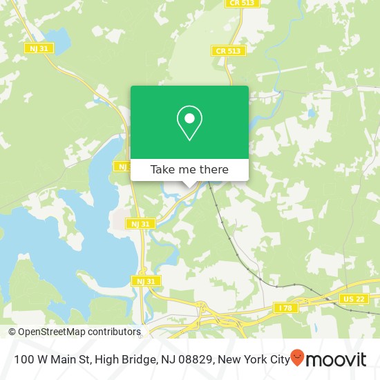 Mapa de 100 W Main St, High Bridge, NJ 08829