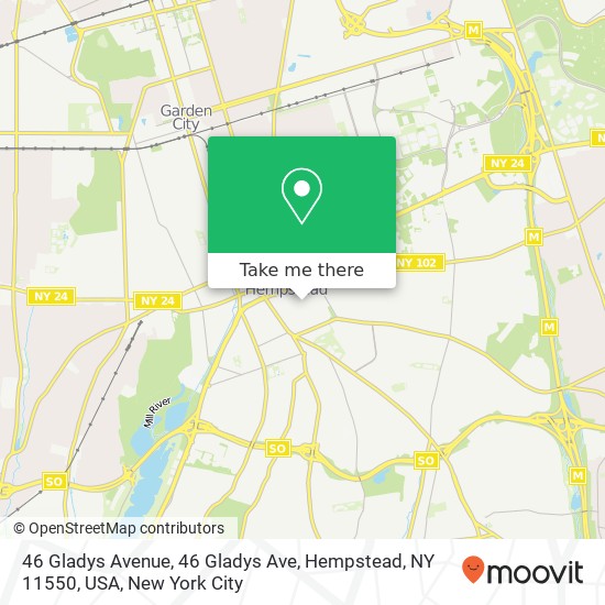 Mapa de 46 Gladys Avenue, 46 Gladys Ave, Hempstead, NY 11550, USA