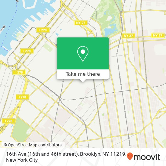 Mapa de 16th Ave (16th and 46th street), Brooklyn, NY 11219