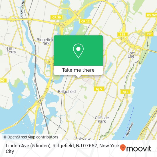 Mapa de Linden Ave (5 linden), Ridgefield, NJ 07657