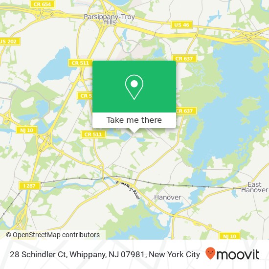 Mapa de 28 Schindler Ct, Whippany, NJ 07981