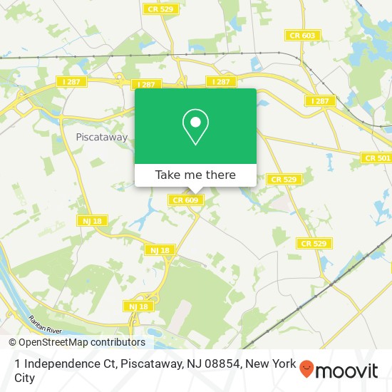 Mapa de 1 Independence Ct, Piscataway, NJ 08854
