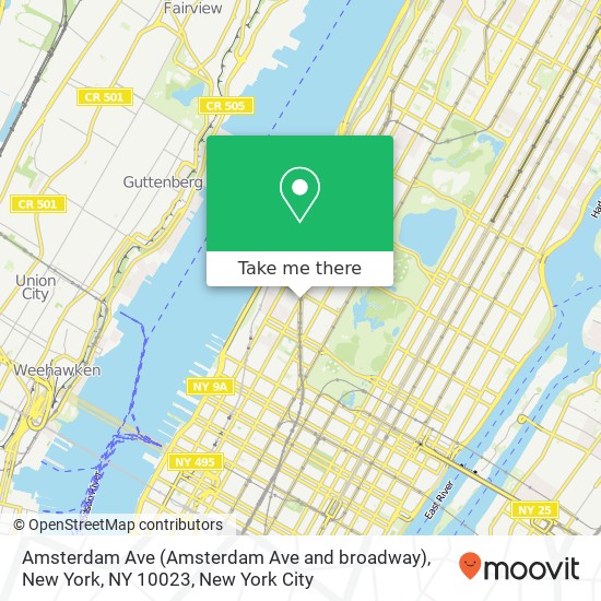 Mapa de Amsterdam Ave (Amsterdam Ave and broadway), New York, NY 10023