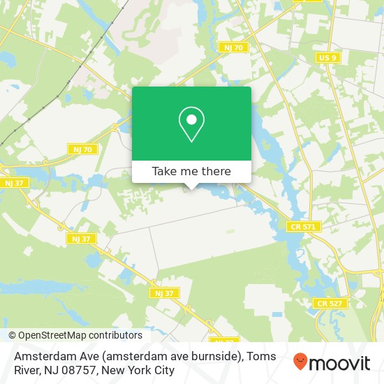 Mapa de Amsterdam Ave (amsterdam ave burnside), Toms River, NJ 08757