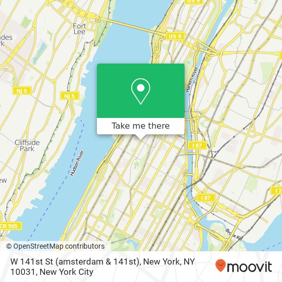 Mapa de W 141st St (amsterdam & 141st), New York, NY 10031