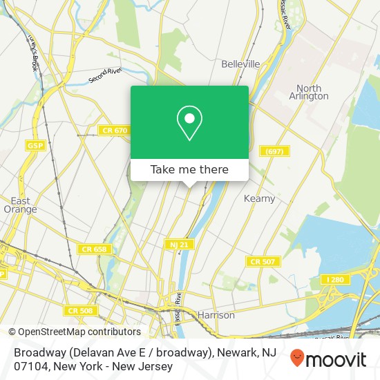 Mapa de Broadway (Delavan Ave E / broadway), Newark, NJ 07104