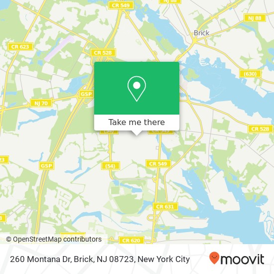 Mapa de 260 Montana Dr, Brick, NJ 08723