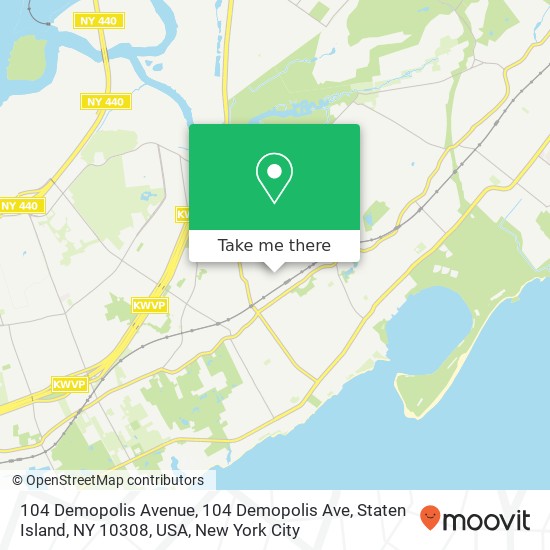 Mapa de 104 Demopolis Avenue, 104 Demopolis Ave, Staten Island, NY 10308, USA