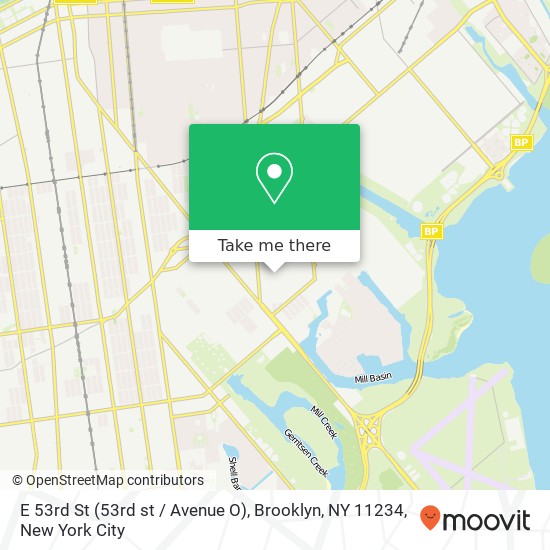 Mapa de E 53rd St (53rd st / Avenue O), Brooklyn, NY 11234