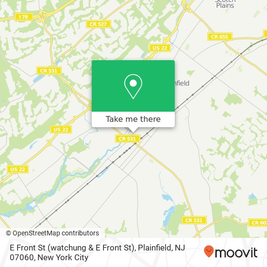 Mapa de E Front St (watchung & E Front St), Plainfield, NJ 07060