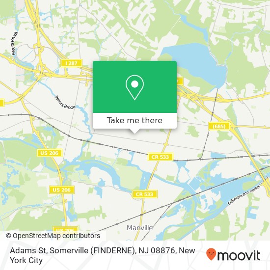 Mapa de Adams St, Somerville (FINDERNE), NJ 08876