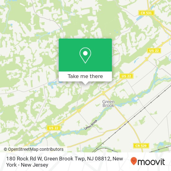 Mapa de 180 Rock Rd W, Green Brook Twp, NJ 08812