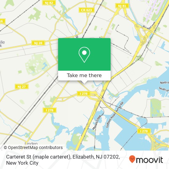 Mapa de Carteret St (maple carteret), Elizabeth, NJ 07202