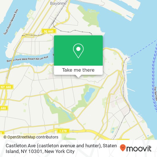 Mapa de Castleton Ave (castleton avenue and hunter), Staten Island, NY 10301