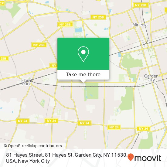 81 Hayes Street, 81 Hayes St, Garden City, NY 11530, USA map
