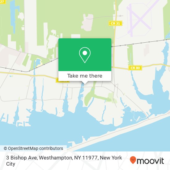 Mapa de 3 Bishop Ave, Westhampton, NY 11977