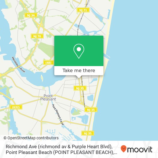 Mapa de Richmond Ave (richmond av & Purple Heart Blvd), Point Pleasant Beach (POINT PLEASANT BEACH), NJ 08742