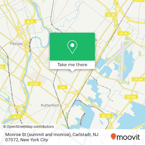 Mapa de Monroe St (summit and monroe), Carlstadt, NJ 07072