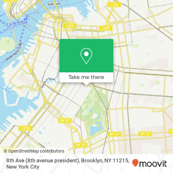 Mapa de 8th Ave (8th avenue president), Brooklyn, NY 11215