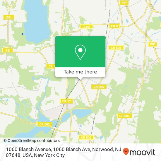 1060 Blanch Avenue, 1060 Blanch Ave, Norwood, NJ 07648, USA map