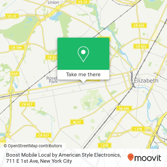 Mapa de Boost Mobile Local by American Style Electronics, 711 E 1st Ave