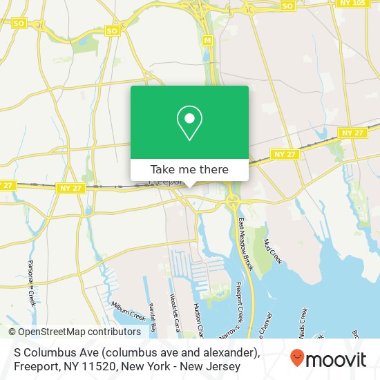 Mapa de S Columbus Ave (columbus ave and alexander), Freeport, NY 11520