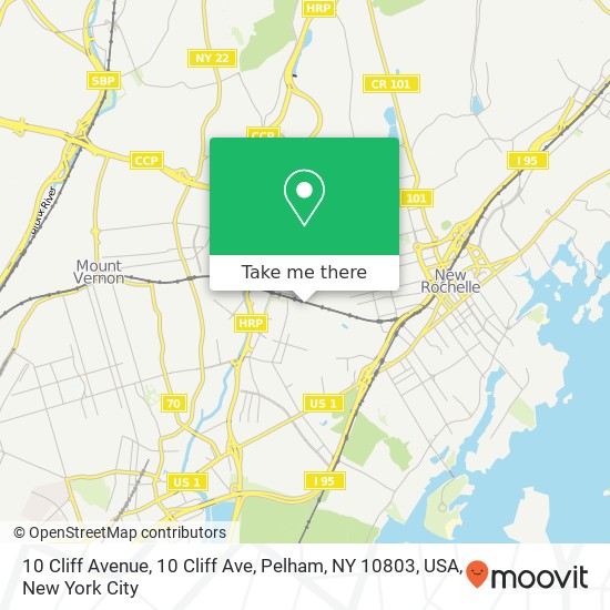 10 Cliff Avenue, 10 Cliff Ave, Pelham, NY 10803, USA map
