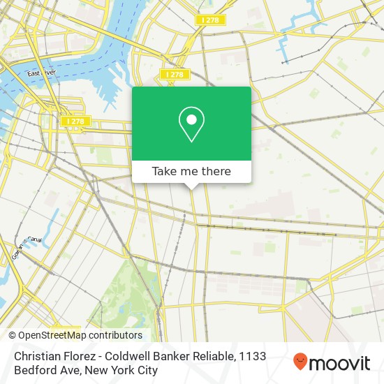 Mapa de Christian Florez - Coldwell Banker Reliable, 1133 Bedford Ave