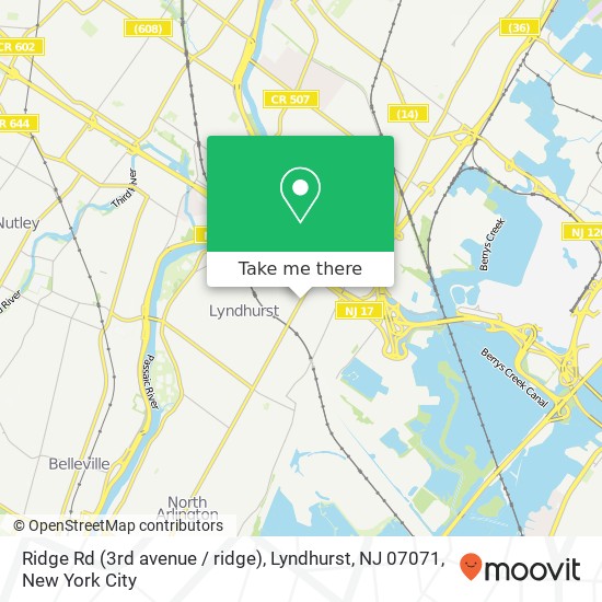 Mapa de Ridge Rd (3rd avenue / ridge), Lyndhurst, NJ 07071