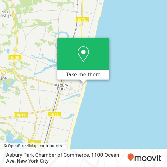 Mapa de Asbury Park Chamber of Commerce, 1100 Ocean Ave