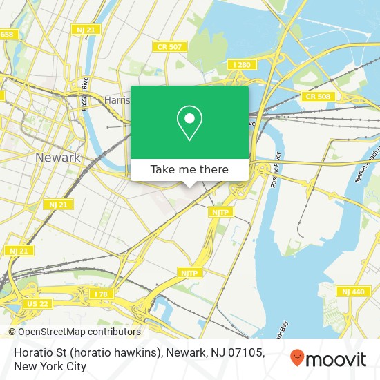 Mapa de Horatio St (horatio hawkins), Newark, NJ 07105