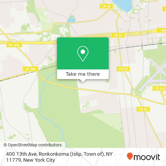 Mapa de 400 13th Ave, Ronkonkoma (Islip, Town of), NY 11779