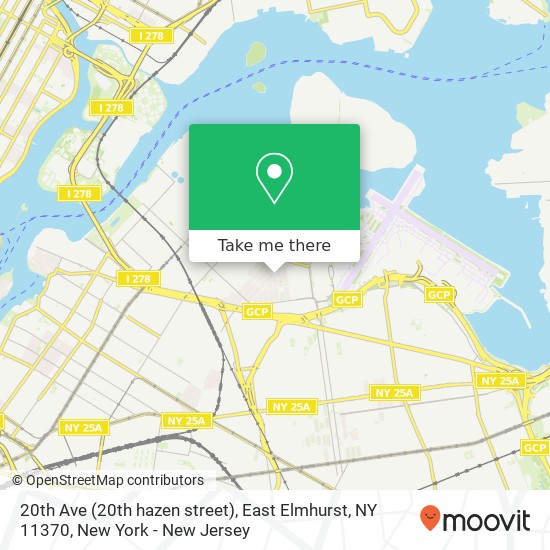 Mapa de 20th Ave (20th hazen street), East Elmhurst, NY 11370