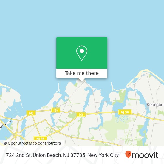 Mapa de 724 2nd St, Union Beach, NJ 07735