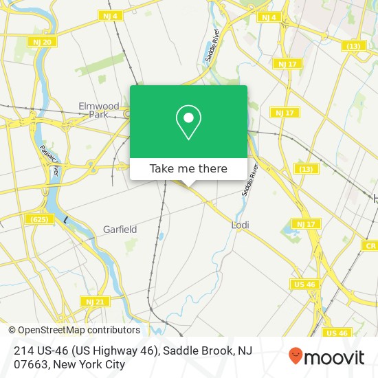 Mapa de 214 US-46 (US Highway 46), Saddle Brook, NJ 07663