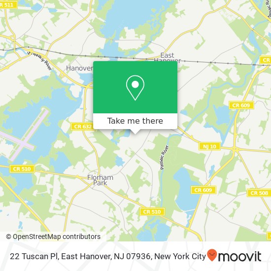 Mapa de 22 Tuscan Pl, East Hanover, NJ 07936