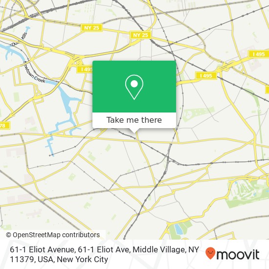 61-1 Eliot Avenue, 61-1 Eliot Ave, Middle Village, NY 11379, USA map