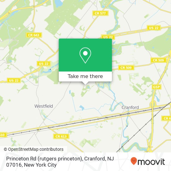 Princeton Rd (rutgers princeton), Cranford, NJ 07016 map