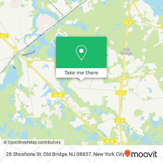 Mapa de 28 Shoshone St, Old Bridge, NJ 08857