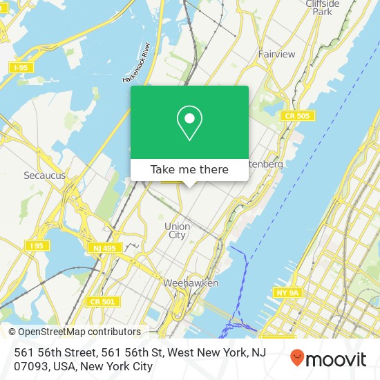 Mapa de 561 56th Street, 561 56th St, West New York, NJ 07093, USA