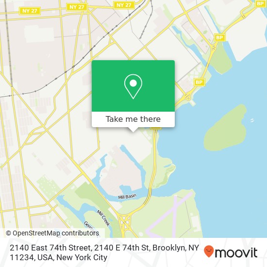 Mapa de 2140 East 74th Street, 2140 E 74th St, Brooklyn, NY 11234, USA