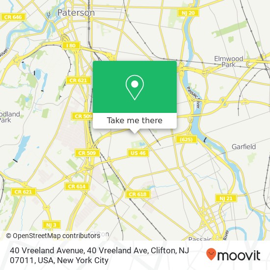 40 Vreeland Avenue, 40 Vreeland Ave, Clifton, NJ 07011, USA map