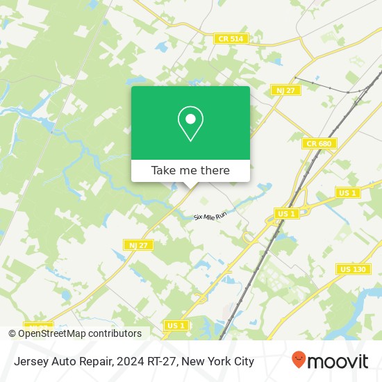 Jersey Auto Repair, 2024 RT-27 map