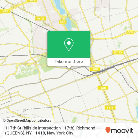 Mapa de 117th St (hillside intersection 117th), Richmond Hill (QUEENS), NY 11418