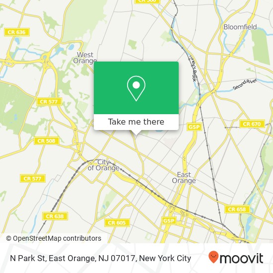 Mapa de N Park St, East Orange, NJ 07017